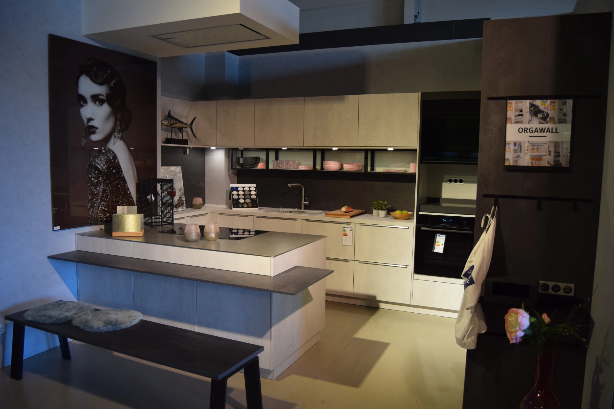 Einbauküche Schüller Beton weißgrau + anthrazit